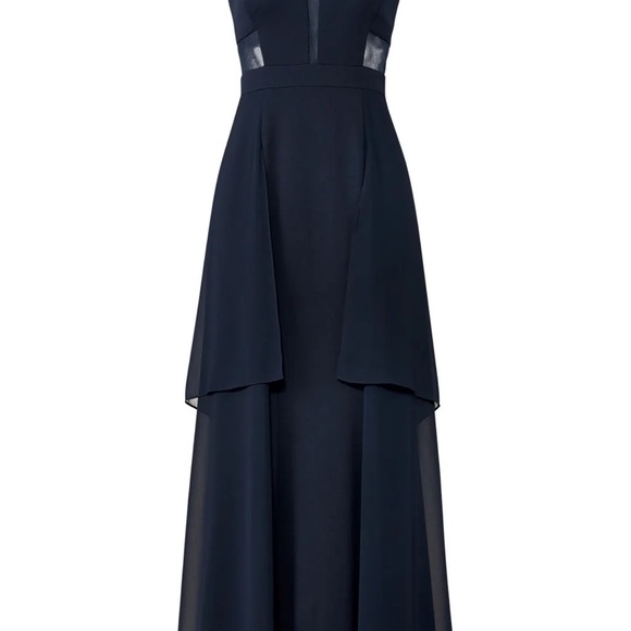 LM Collection Navy Flutter Gown, Size 4 - Worn Once (unaltered)! - Picture 2 of 4